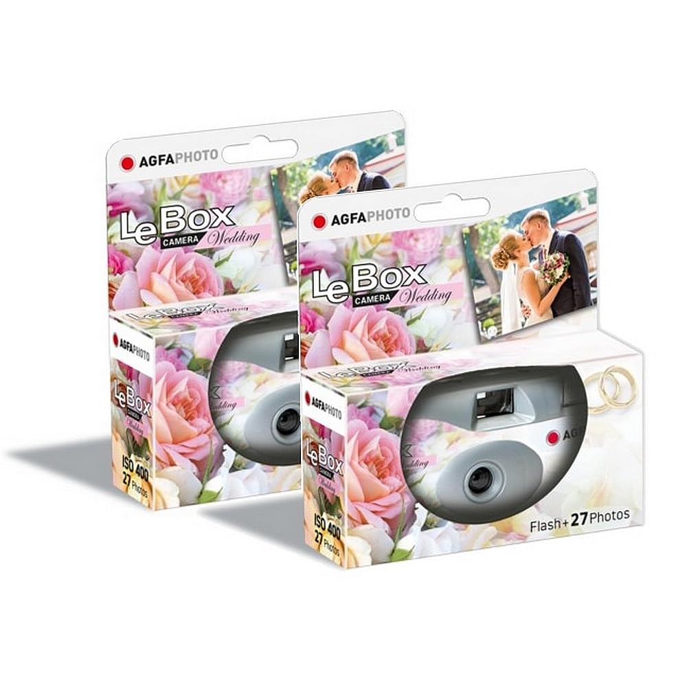 AGFA Photo Pack 2 x 601025 - Disposable Camera LeBox Wedding, 27 Photos, 31 mm Optical Lens - Gray - 3760265545483