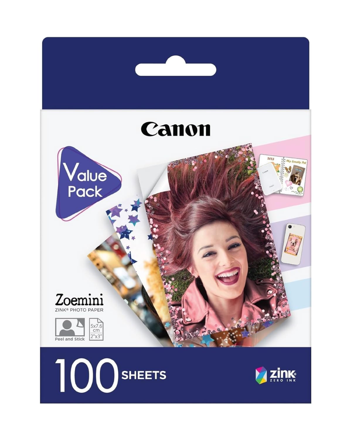 Canon Zink™ Photo Paper - Self-Adhesive 2x3" Photo Paper (100 Sheets) - Print cell phone photos for personalized stickers - 6135C003