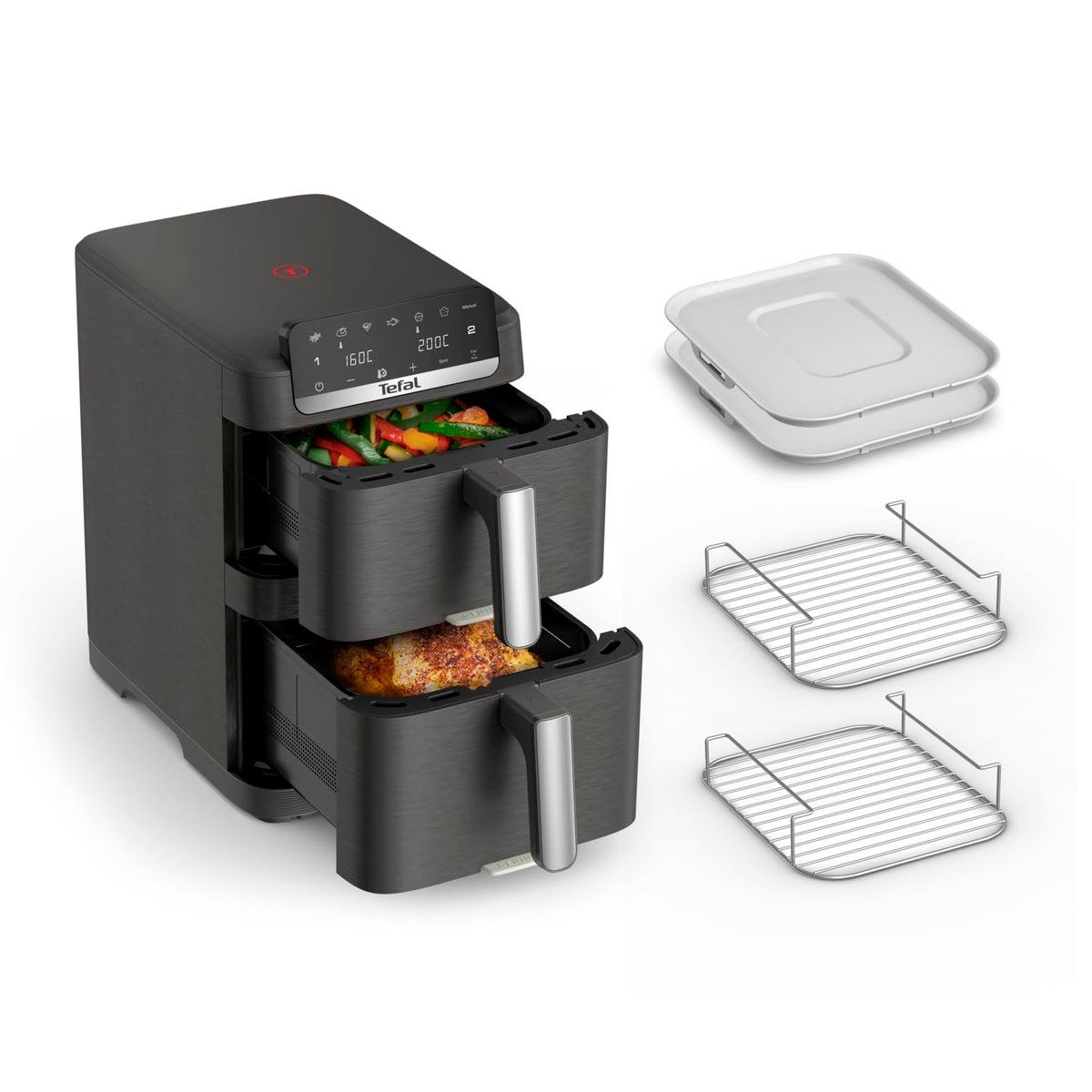 Tefal Easy Fry Crispy Stack Double Chamber Air Fryer, 6 Programs - EY756HG0