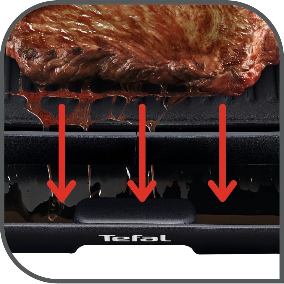 Tefal table grill Malaga, electric grill, adjustable thermostat, non-stick coated grill plate, 2/3 grill, 1/3 Teppanyaki, removable cable, plate and drip tray dishwasher safe, 2000W, TG3918 - TG39182
