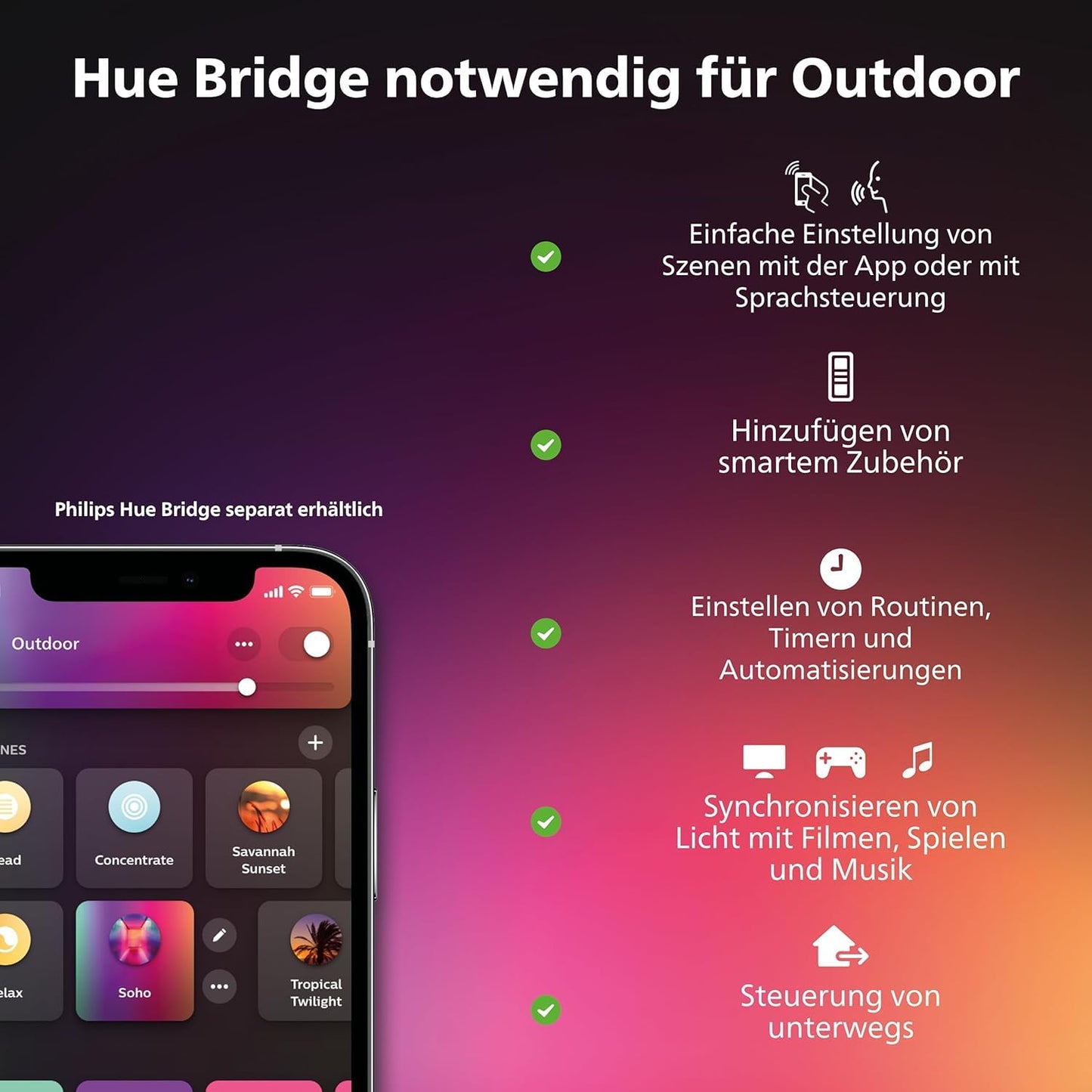 Philips Hue White & Color Ambiance Lily garden spot standard set with 40W power supply (590 lm), dimmable outdoor light with 16 million colors, smart light control via voice or app, black, pack of 4 - 8721103090812