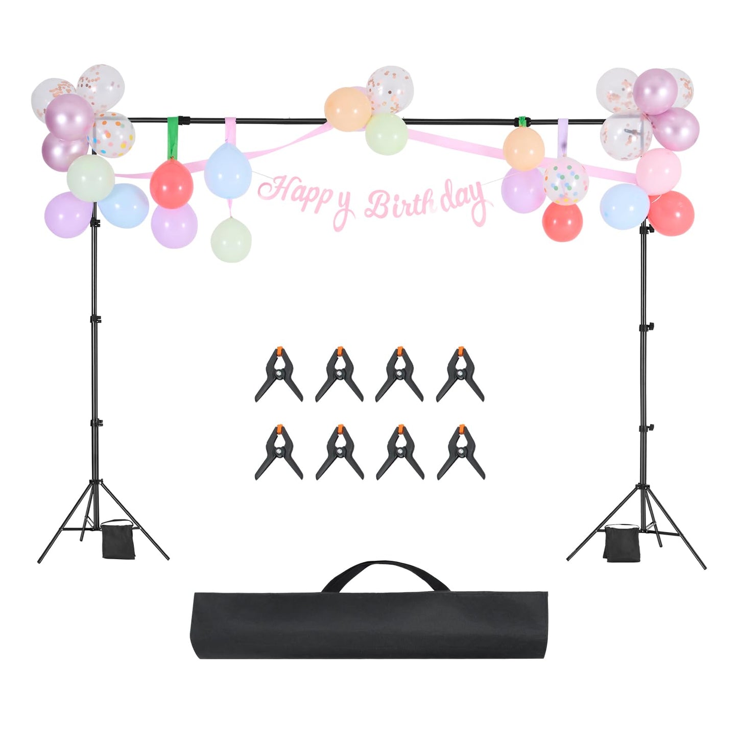VEVOR Background Stand Adjustable Photo Background Stand (Background Cloth: 213x300cm), Portable Background Stand with Poles, Screen Stand for Product Photography Studio Photography - BJJ-0710