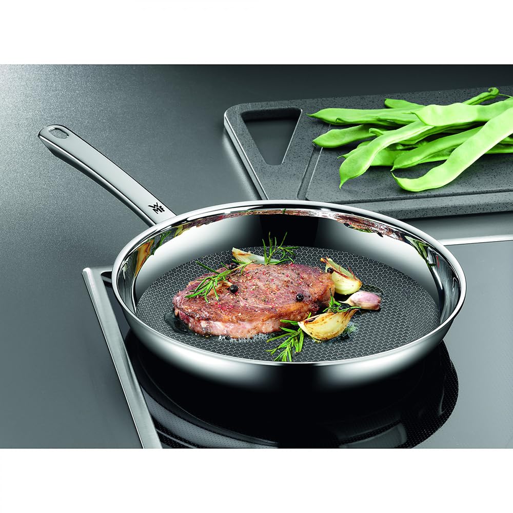 WMF Profi Resist frying pan 28 cm - stainless steel pan with scratch-resistant honeycomb structure and non-stick coating, suitable for induction, oven/dishwasher safe, for healthy frying on all types of stoves - 1756286411