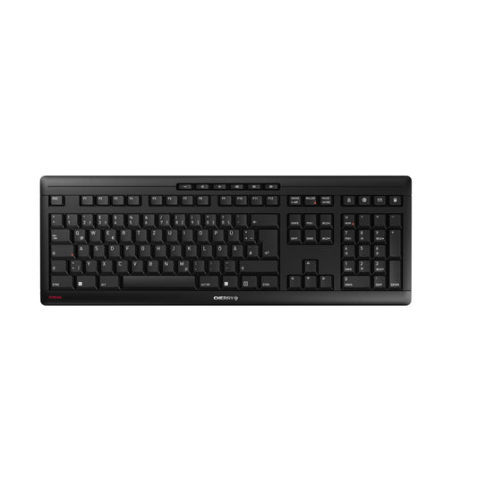 CHERRY Stream Keyboard Wireless, wireless keyboard, German layout (QWERTZ), 2.4 GHz radio, quiet keys, flat design, battery operated, black - JK-8550DE-2