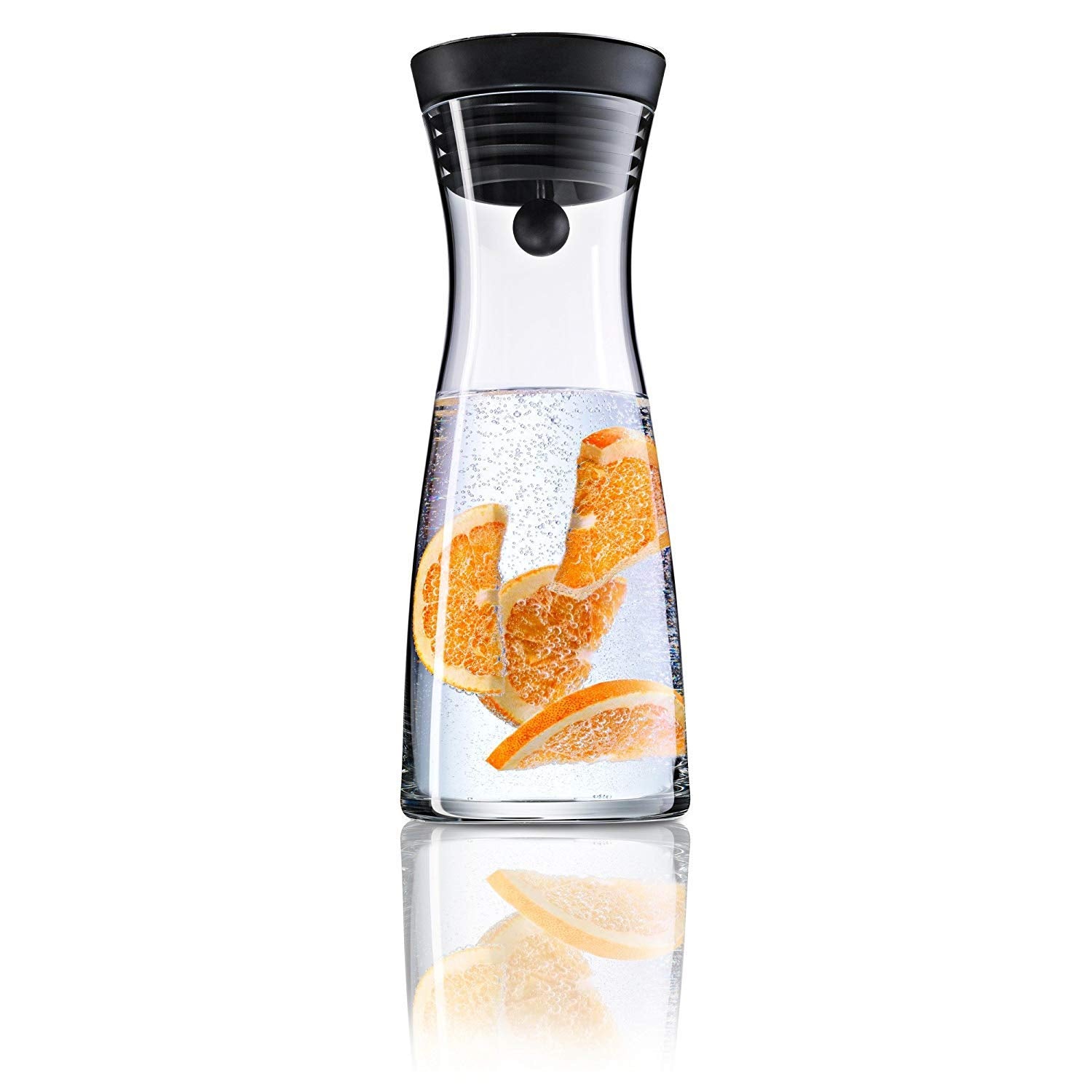 WMF Basic water carafe made of glass 0.75 liters, glass carafe with lid, silicone lid, CloseUp closure, water carafe with lid - 617716040