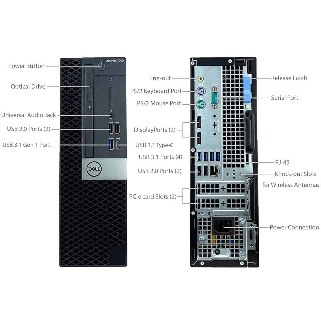 Dell Optiplex 7060 SFF Desktop PC, Intel Core i5-8500, 16 GB RAM, 512 GB SSD, WLAN, Bluetooth, US layout, Windows 11 Pro (refurbished)