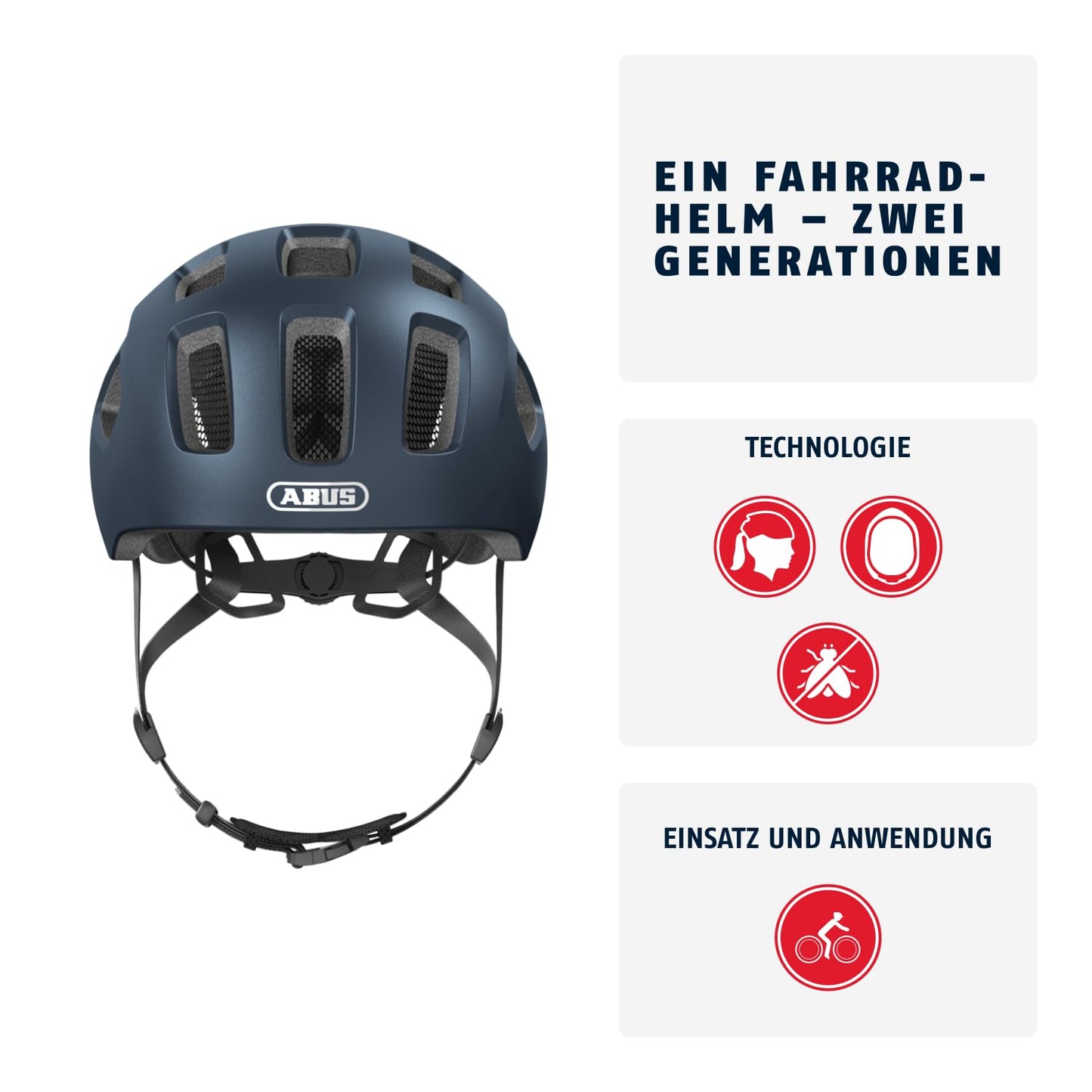 ABUS Youn-I 2.0 bicycle helmet - with light for children, teenagers and young adults - girls, boys - blue, size S, blue (midnight blue), S (48-54 cm) - 91885