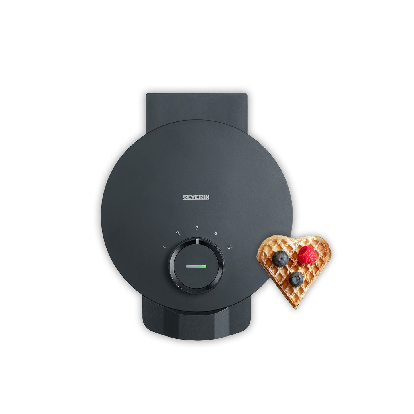 SEVERIN waffle iron Black Line, heart waffles, PFAS-free coating, with indicator light, practical cable winder, 1,000 watts, black/stainless steel, WA 2117