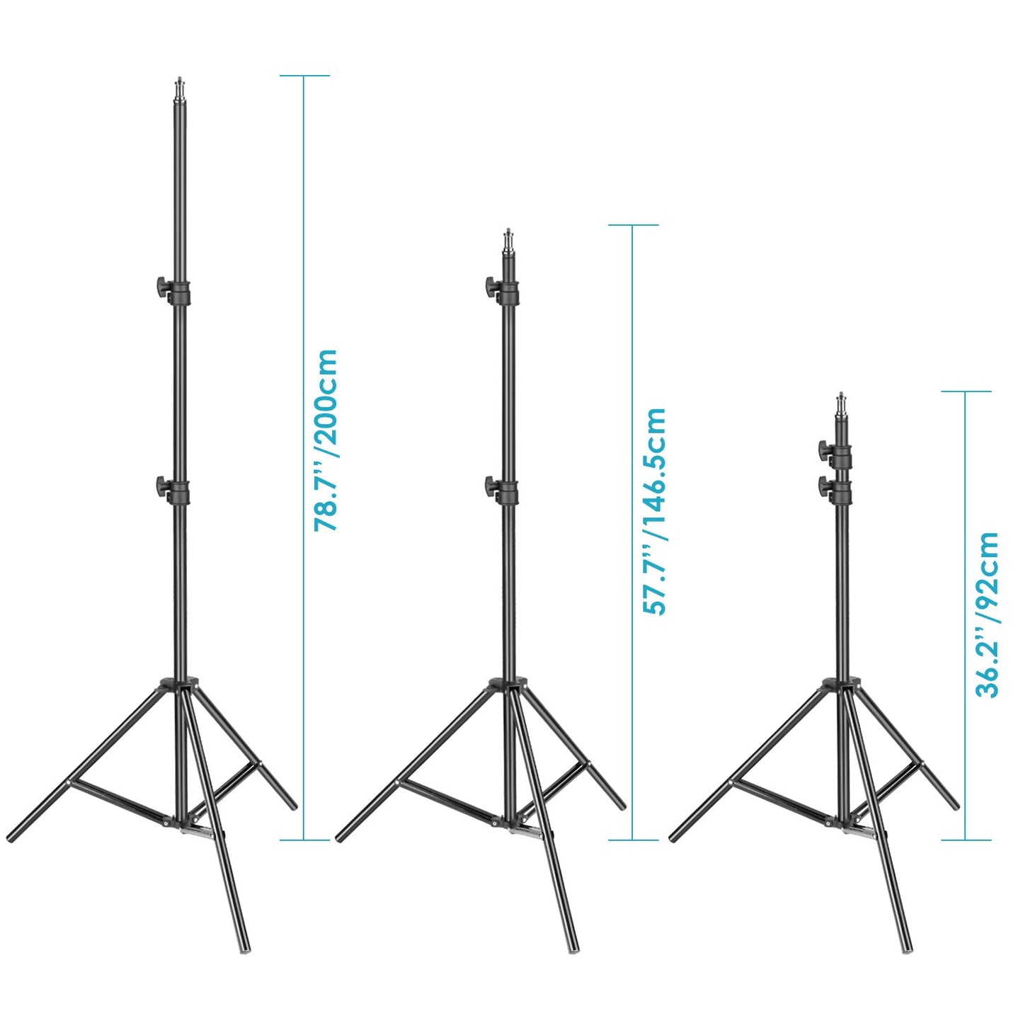 NEEWER High Performance Light Stand 3 Meters Adjustable Spring Padded Metal Photography Tripod Stand for Photo Studio Softbox Flash Monolight Ring Light and Other Photo Equipment (Black) - 10097834