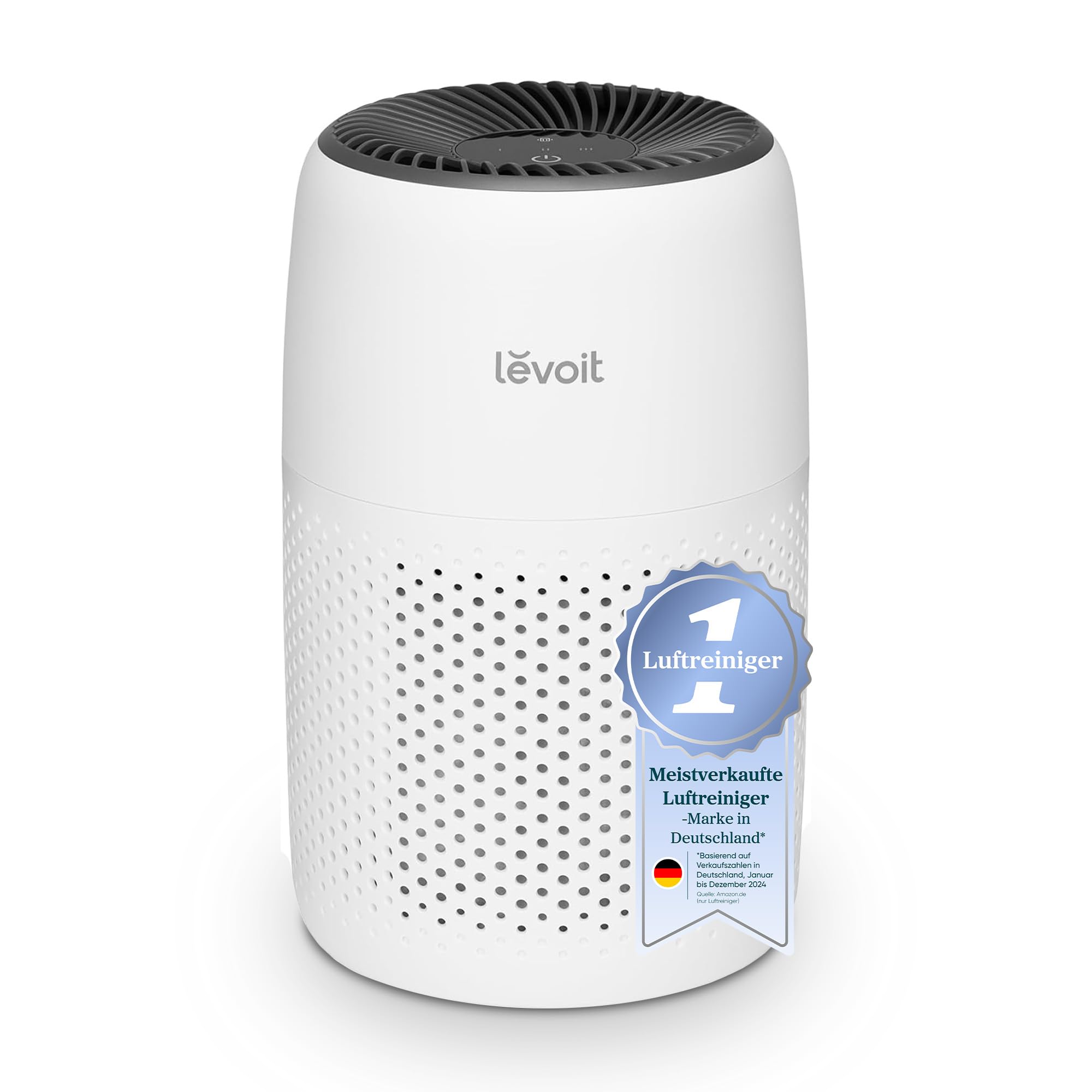 Levoit air purifier for allergy sufferers with aromatherapy, HEPA air filter against mold, dust and animal hair up to 0.3 µm for bedrooms, 7 watt energy saving, 3 speeds, white - LAP-C161-WEU