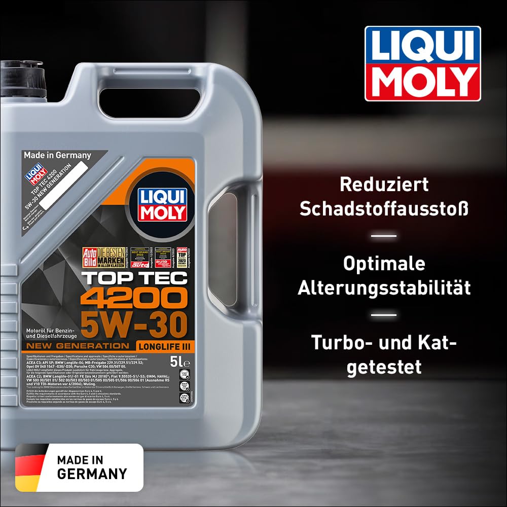 LIQUI MOLY Top Tec 4200 5W-30 New Generation | 5L | Synthesis technology engine oil | Item no.: 3707