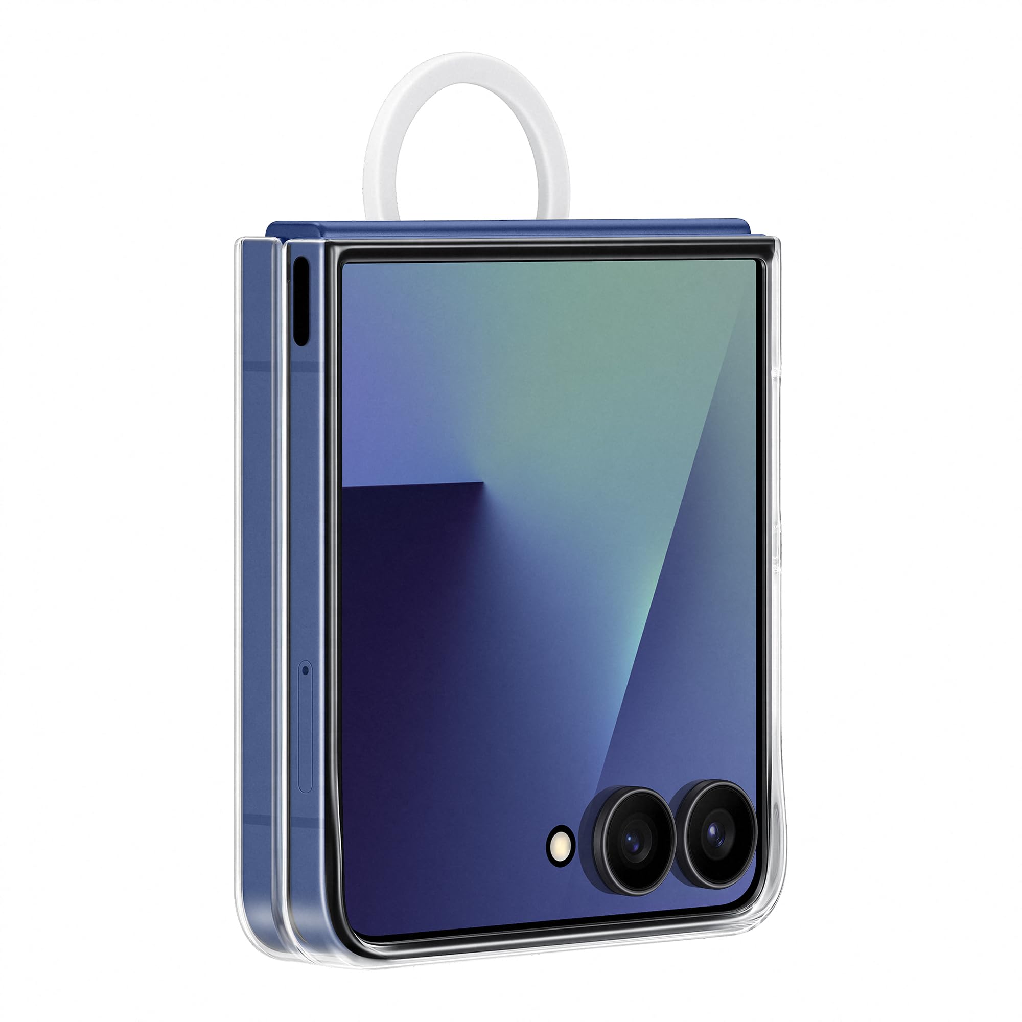 Samsung Clear Ring Case EF-QF766 for the Galaxy Z Flip7, smartphone cover, mobile phone case including ring holder, silicone, protective case, shockproof, thin and non-slip, transparent - EF-QF766CTEGWW
