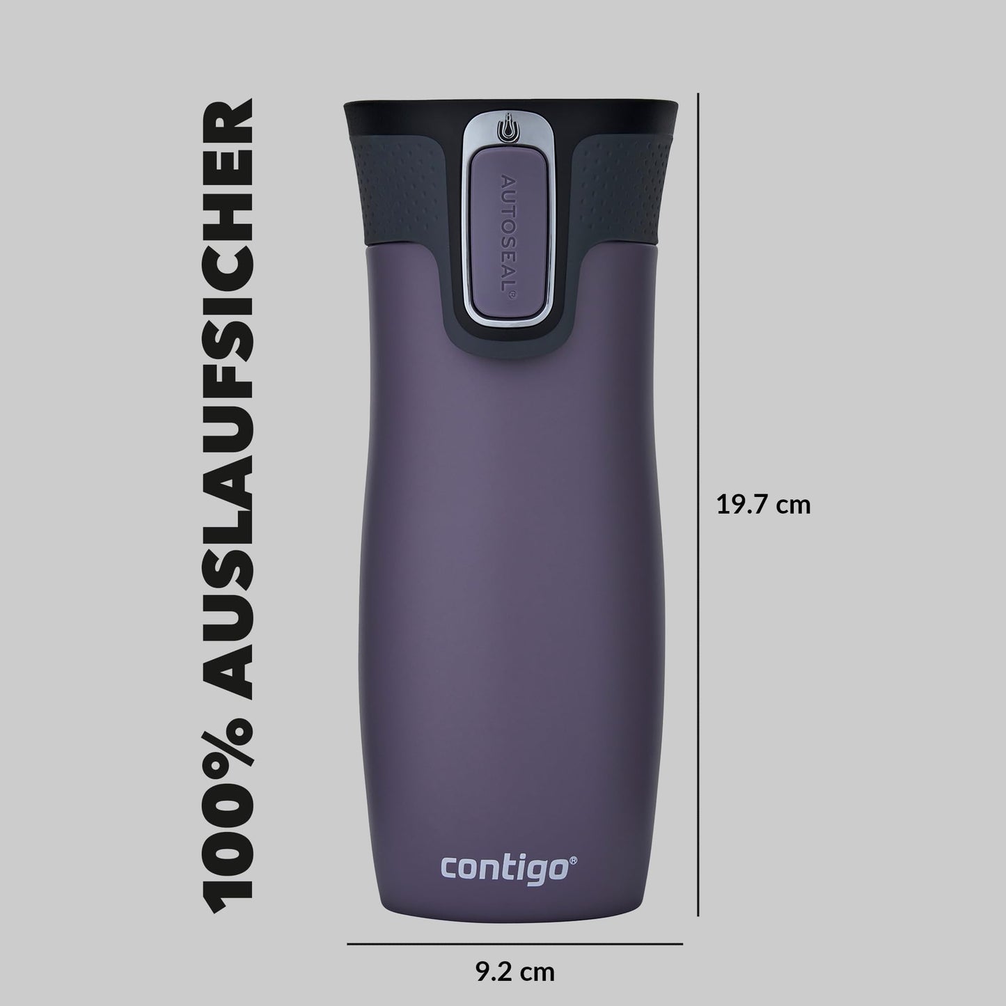 Contigo unisex adult West Loop Autoseal thermal mug, stainless steel insulated mug, coffee mug to go, BPA free, leak-proof travel mug with easy-clean lid, keeps warm for up to 5 hours, 470 ml, dark plum - 2104579