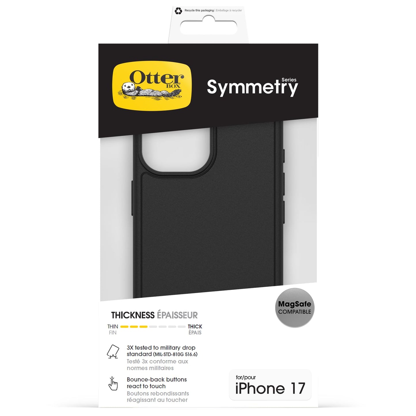 OtterBox Symmetry Series MagSafe Case for iPhone 17 Shockproof Drop Proof Protective Case 3X Military Grade Tested Black - 77-99413