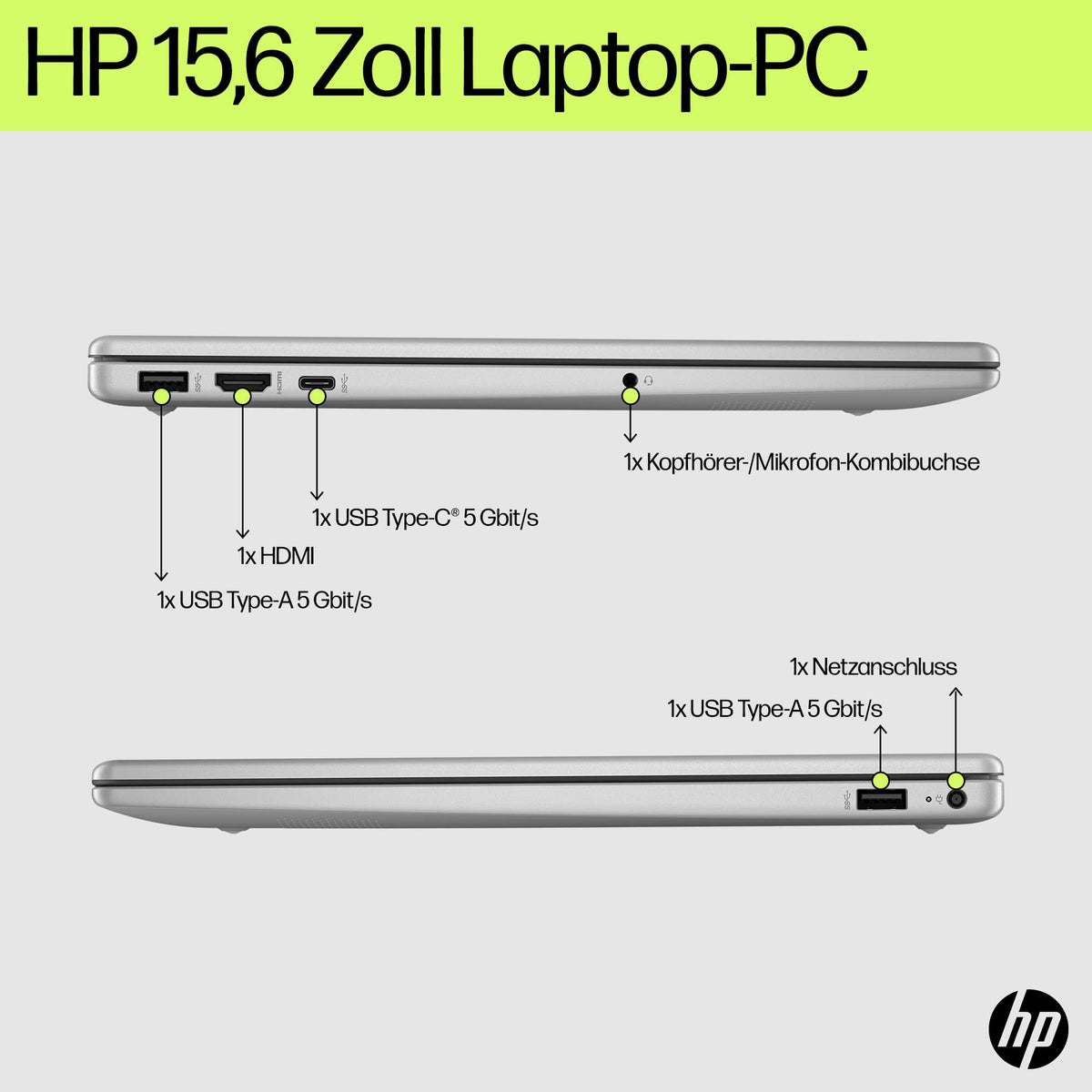 HP Laptop | 15.6" FHD Display | Intel N100 | 4 GB DDR4 RAM | 128 GB UFS | Intel UHD Graphics | Windows 11 Home in S Mode | QWERTY | Natural Silver - BZ8R0EA#ABD
