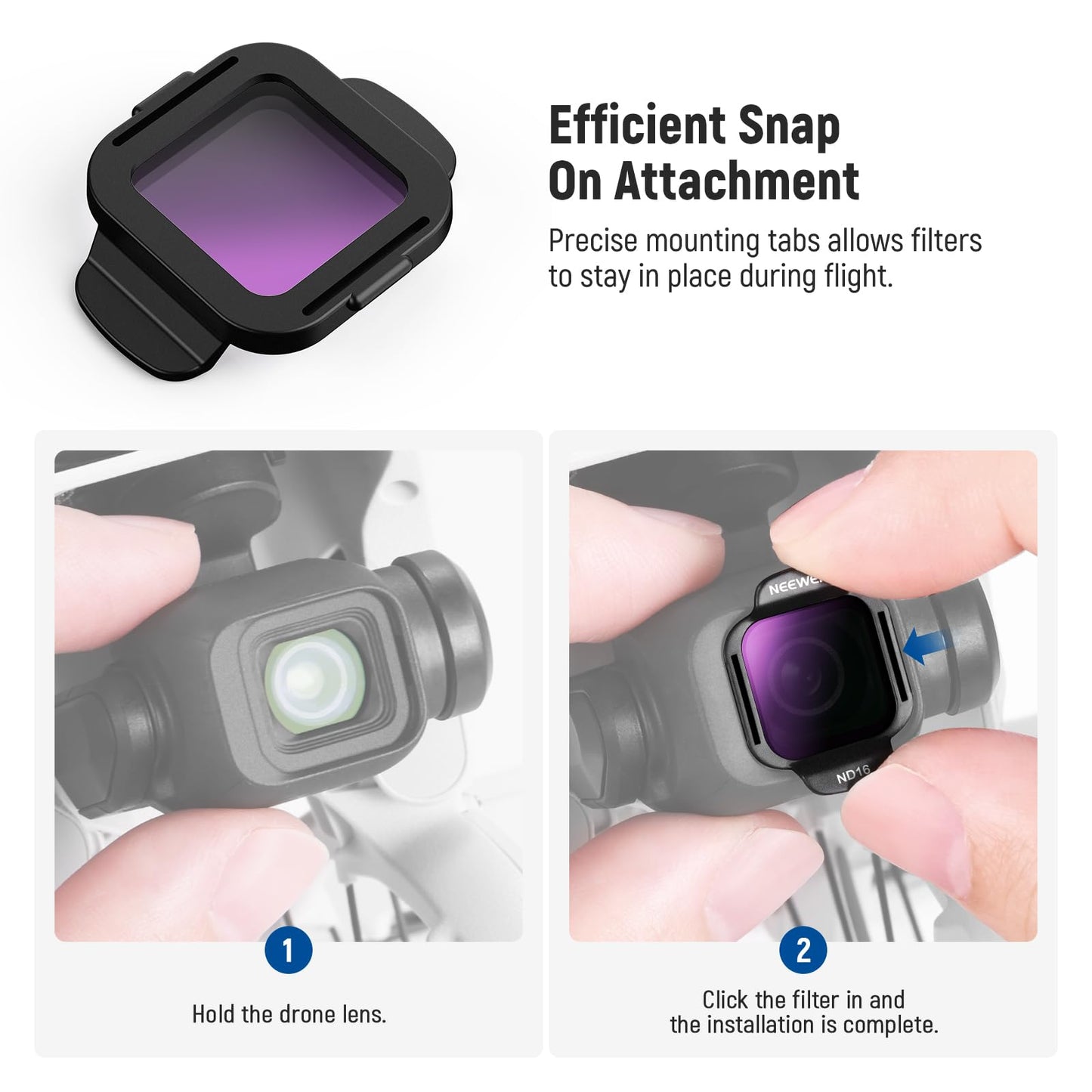 NEEWER ND Filter Set, Compatible with DJI Flip/Lito X1 Drone, ND8, ND16, ND32, ND64 Attachable, Multi-Coated HD Neutral Density Lens Filter Accessory Set, FL-N34 - 10105877