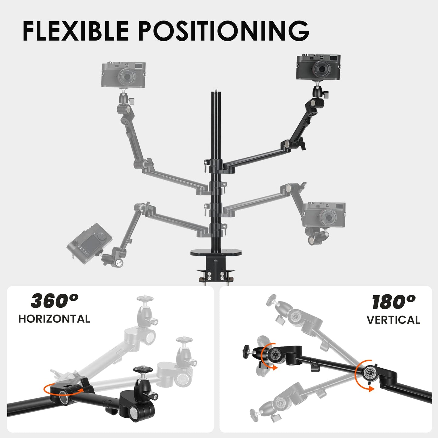 TARION Titanrig Arm Module Z: Camera Table Tripod Overhead Tripod Table Mount Clamp Tripod Flexible Joint Arm Table Mount for DSLR Cameras Ring Lights Webcam Titanrig (Z)