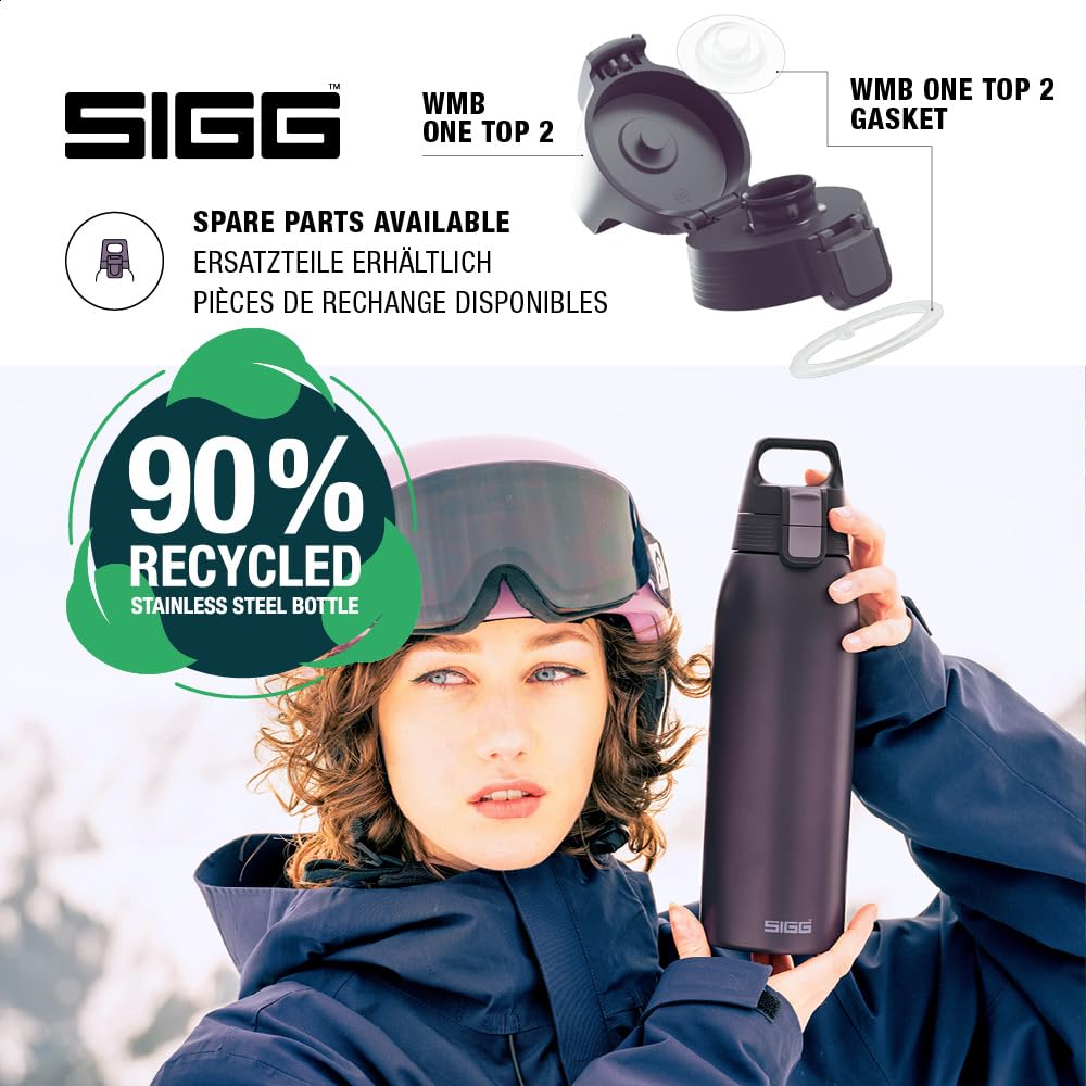 SIGG - Insulated drinking bottle - Thermos bottle Shield Therm One Nocturne carbonated drinks - Leak-proof - Dishwasher safe - BPA-free - 90% recycled stainless steel - Dark purple - 1L - 6021.90