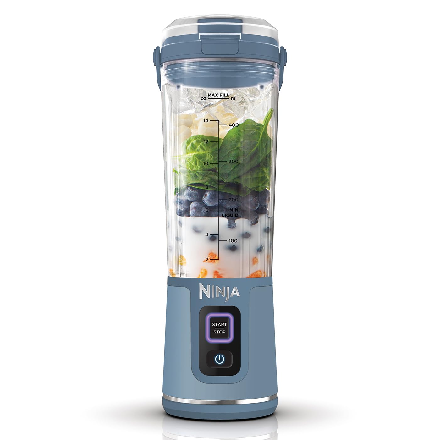 Ninja Blast Portable Mixer/Blender/Smoothie Maker, 530ml Cup, Leak-Proof Lid, Powerful Mini Stand Mixer, Cordless & Rechargeable, Crushes Ice & Fruit, Blue, BC151EUNV