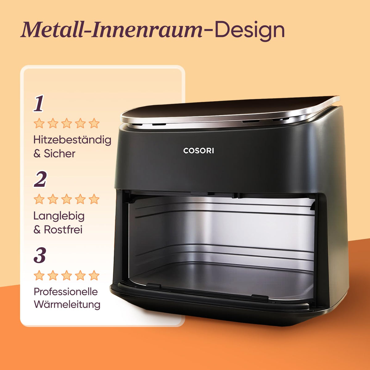 Cosori Turboblaze Airfryer cu acoperire ceramică, friteuză 9 în 1 cu aer cald, coacere, grătar, prăjire, Air Fryer XXL 6L, motor DC silențios cu 5 trepte de ventilator, 87 de rețete - CAF-DC601-KEU