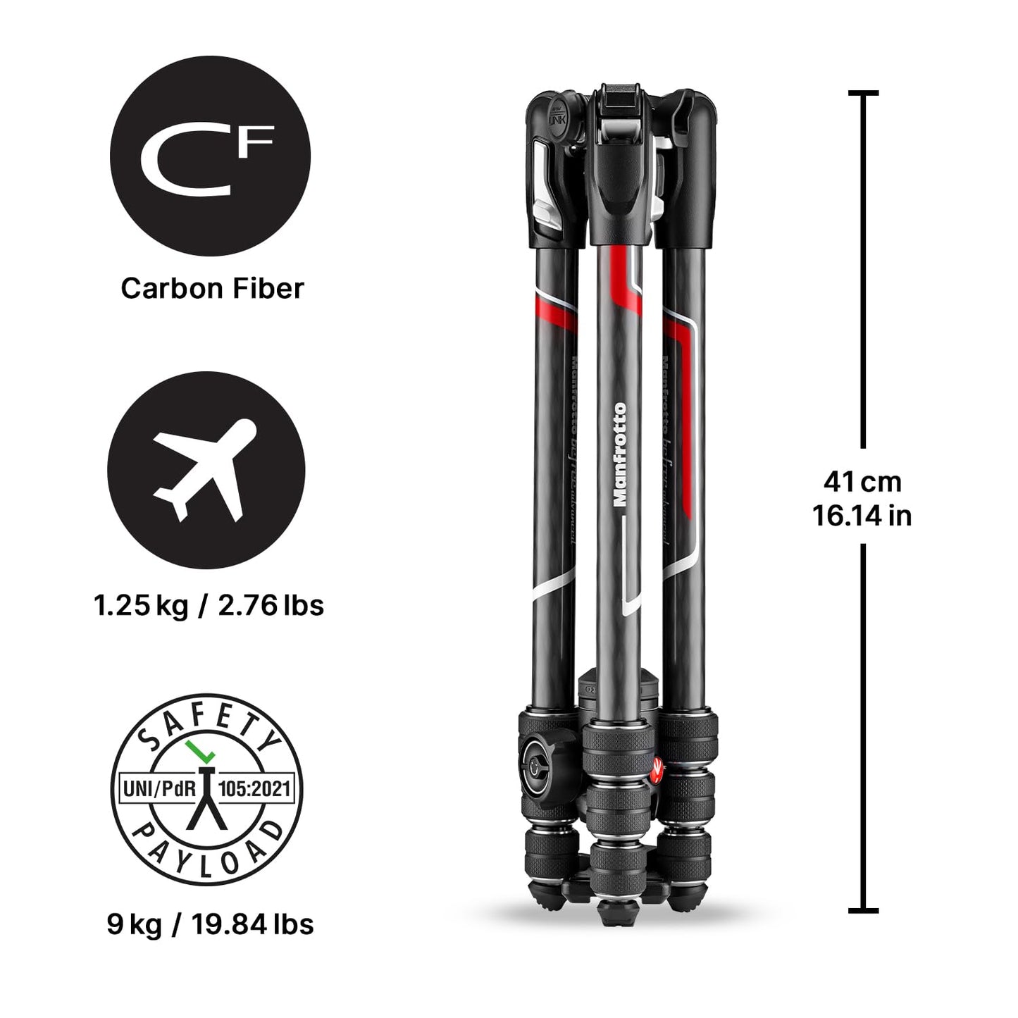 Manfrotto Befree Advanced Camera Tripod Kit, with Twist Lock, Portable and Compact Travel Tripod with Fluid Head, Carbon Camera Accessories for DSLR, SLR, Mirrorless - MKBFRTC4-BH