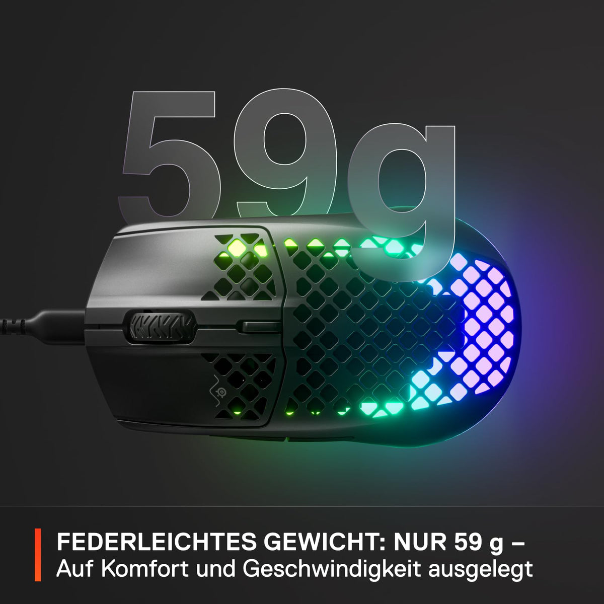 SteelSeries Aerox 3 - Super lightweight gaming mouse - Optical TrueMove Core sensor with 8,500 CPI - Ultra-lightweight, waterproof design - Black - 62611