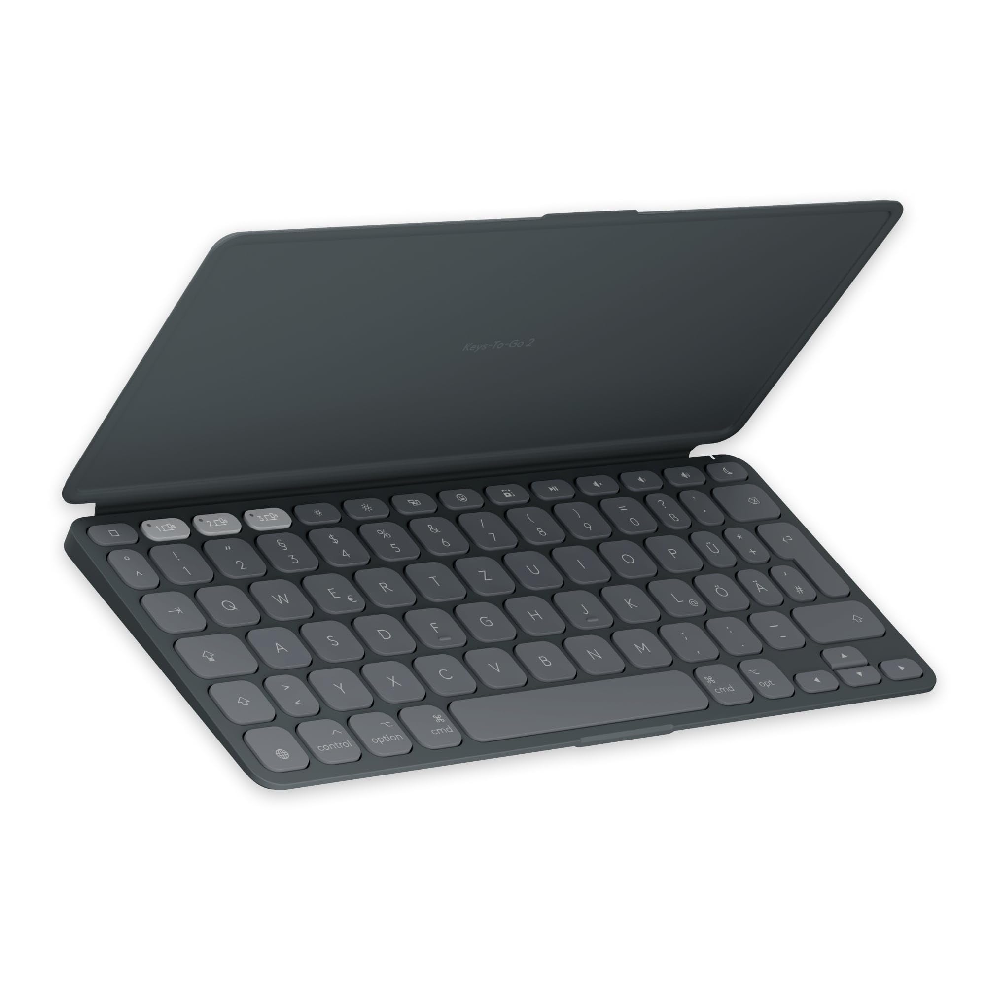 Logitech Keys-to-Go 2, mobile wireless keyboard for iPad with integrated protective cover, slim and compact, for iPad, iPhone, Mac and Apple TV, easy device switching, DEU QWERTZ layout - gray - 920-013004