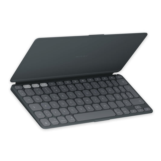 Logitech Keys-to-Go 2, mobile wireless keyboard for iPad with integrated protective cover, slim and compact, for iPad, iPhone, Mac and Apple TV, easy device switching, DEU QWERTZ layout - gray - 920-013004