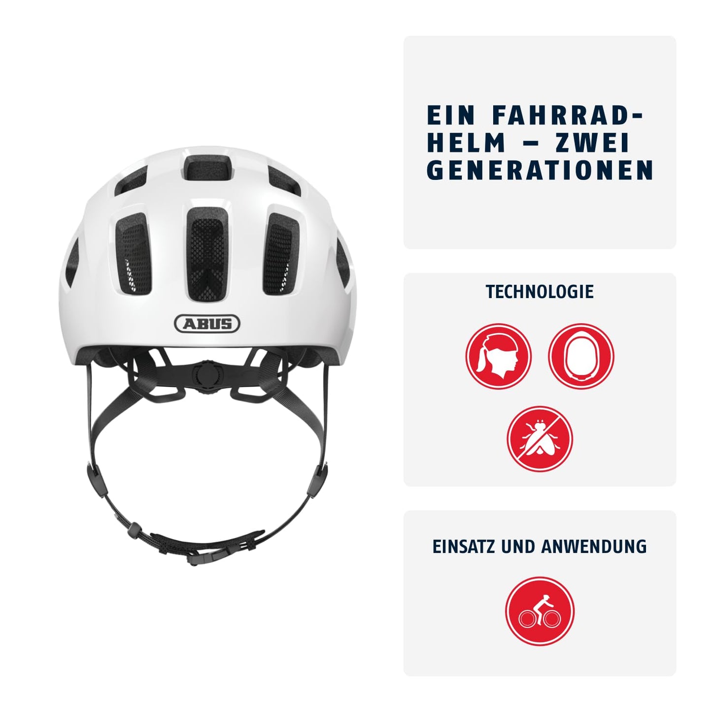 ABUS Youn-I 2.0 bicycle helmet - with light for children, teenagers and young adults - for girls and boys - white, size S - 40152