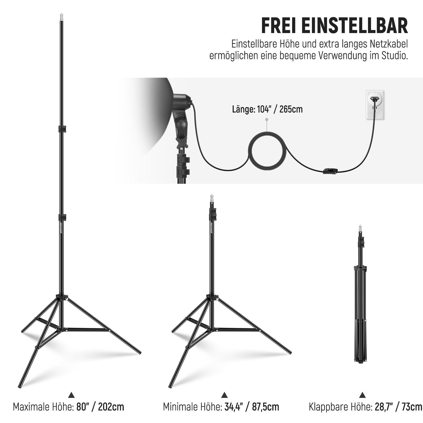 NEEWER 350 W Equivalent Softbox Lighting Set, 5700 K LED Light Bulb, 24 x 24 Inch Photo Studio Soft Box with E27 Socket, Photography Continuous Lighting Set, Photo Studio Equipment, NK300 - 10103989