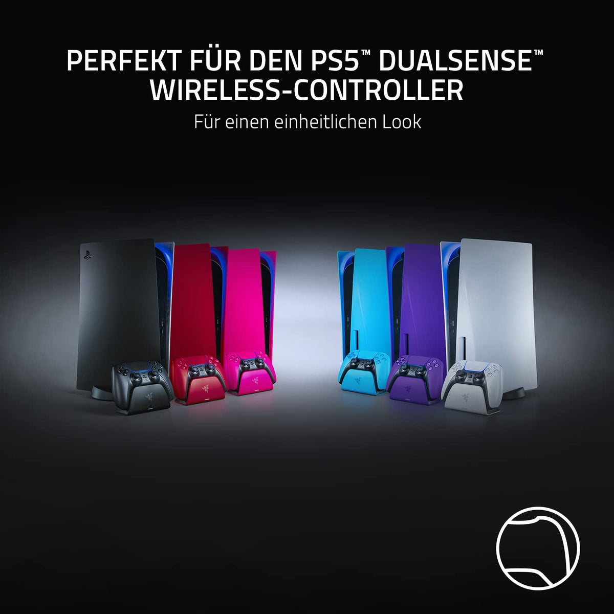 Razer Fast Charging Station - Fast charging station for PS5 wireless controllers (Fast charging, Curved shell design, One-handed operation, Charging via USB) Blue - RC21-01900400-R3M1