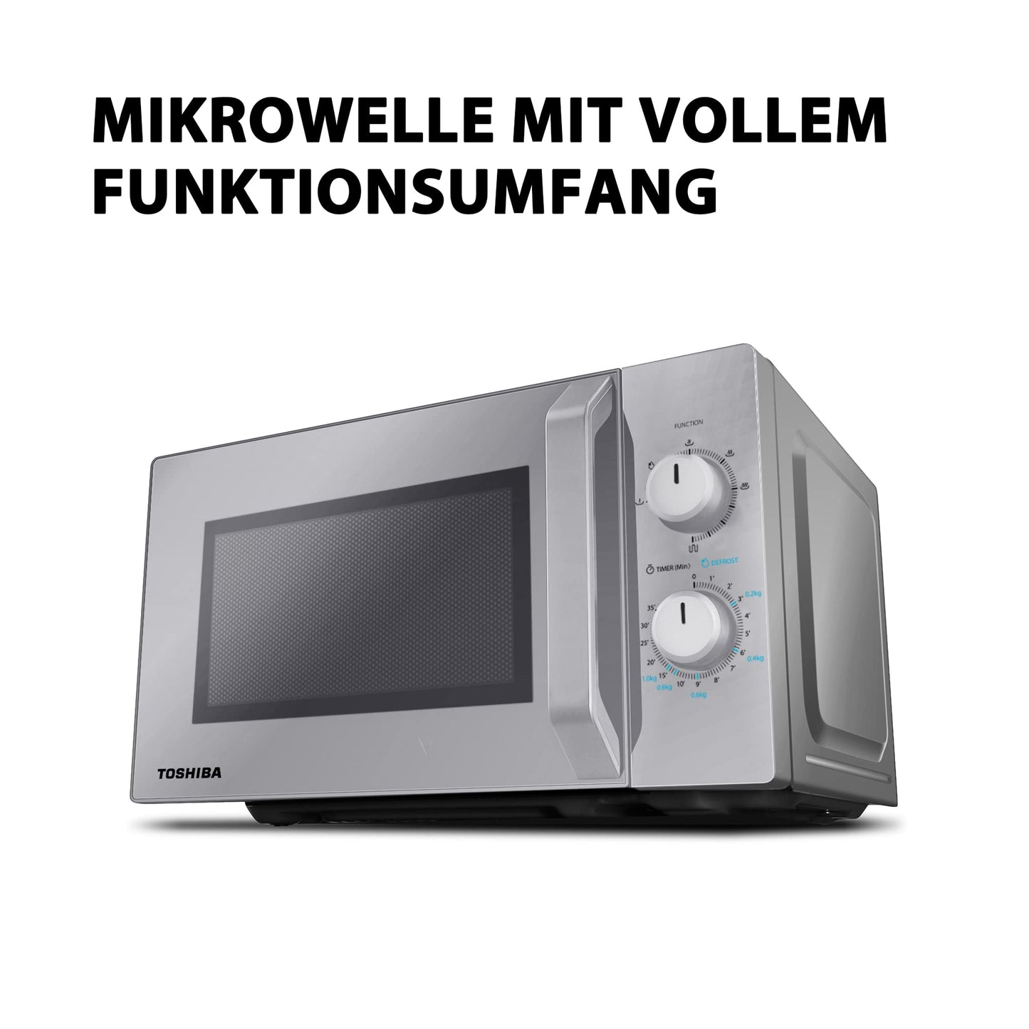 Toshiba solo microwave 20L MW2-MM20PF(SL), freestanding microwave, 800W, 5 power levels with practical defrost function, LED lighting in the interior, silver