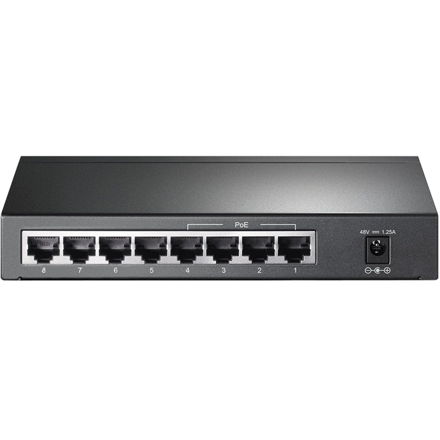 TP-Link TL-SG1008P 8 port PoE switch with 4 PoE+ ports (64 watts, IEEE-802.3af/at PoE, fanless, plug-and-play, robust metal housing) black