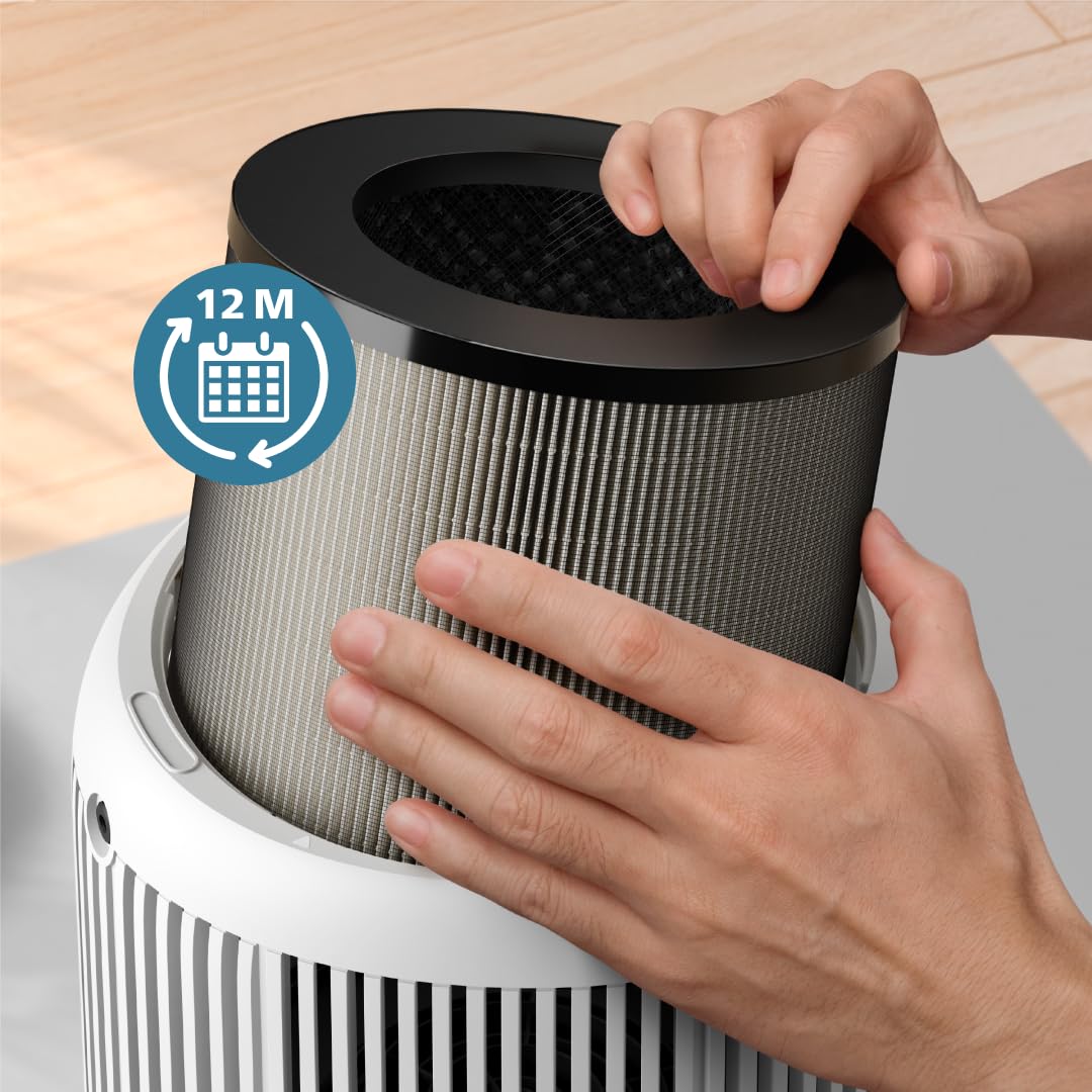 Philips Original Replacement Filter for Air Purifier 800 & 900 Series AC0950, AC0951, AC0830, AC0850, HEPA NanoProtect + Activated Carbon, 12 Month Life, Black/White (FY0910/30)