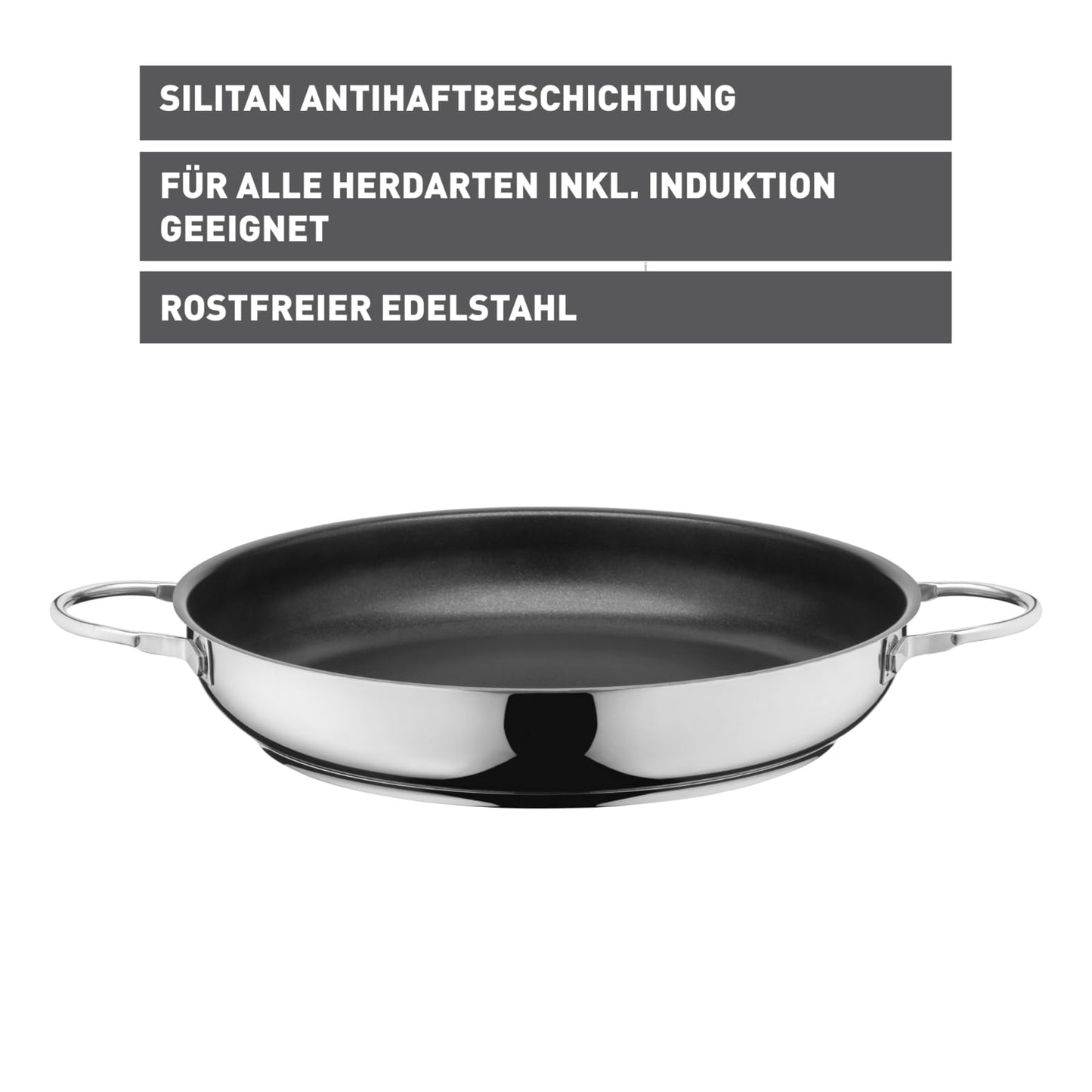 Silit Calabria frying/serving pan 32 cm induction, coated stainless steel, stainless steel handle, oven-safe, for gentle roasting - 2111301783