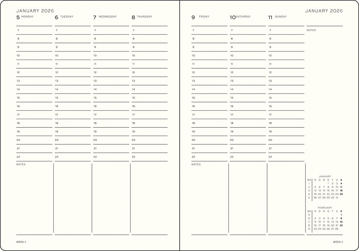 LEUCHTTURM1917 372572 Weekly Planner Composition (B5) 2026, 12 Months, Black, German