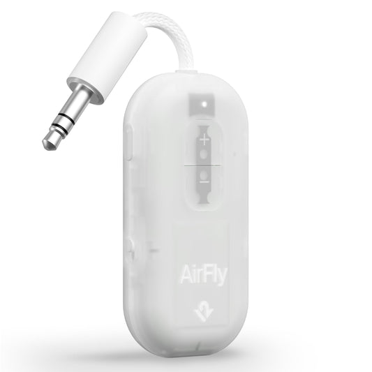 AirFly Pro 2 - Bluetooth Airplane Adapter, Pair 2 AirPods or Wireless Headphones - 3.5mm AUX Bluetooth Transmitter for Cars, Boats, Treadmills, TVs - Airplane Travel Essentials, Glacial White - TS-2611
