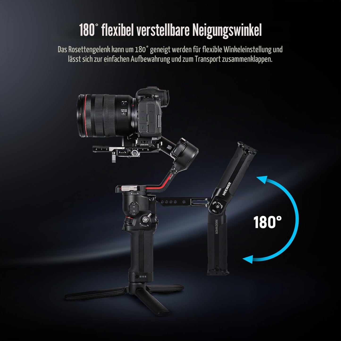 NEEWER RS4 RS3 adjustable gimbal carrying handle with NATO rail, compatible with DJI RS4/RS4Pro/RS3/RS3Pro/RS3Mini/RS2/RSC2/Ronin S/Ronin SC for shooting from low angles, max. load capacity 6kg, ST49 - 10104118