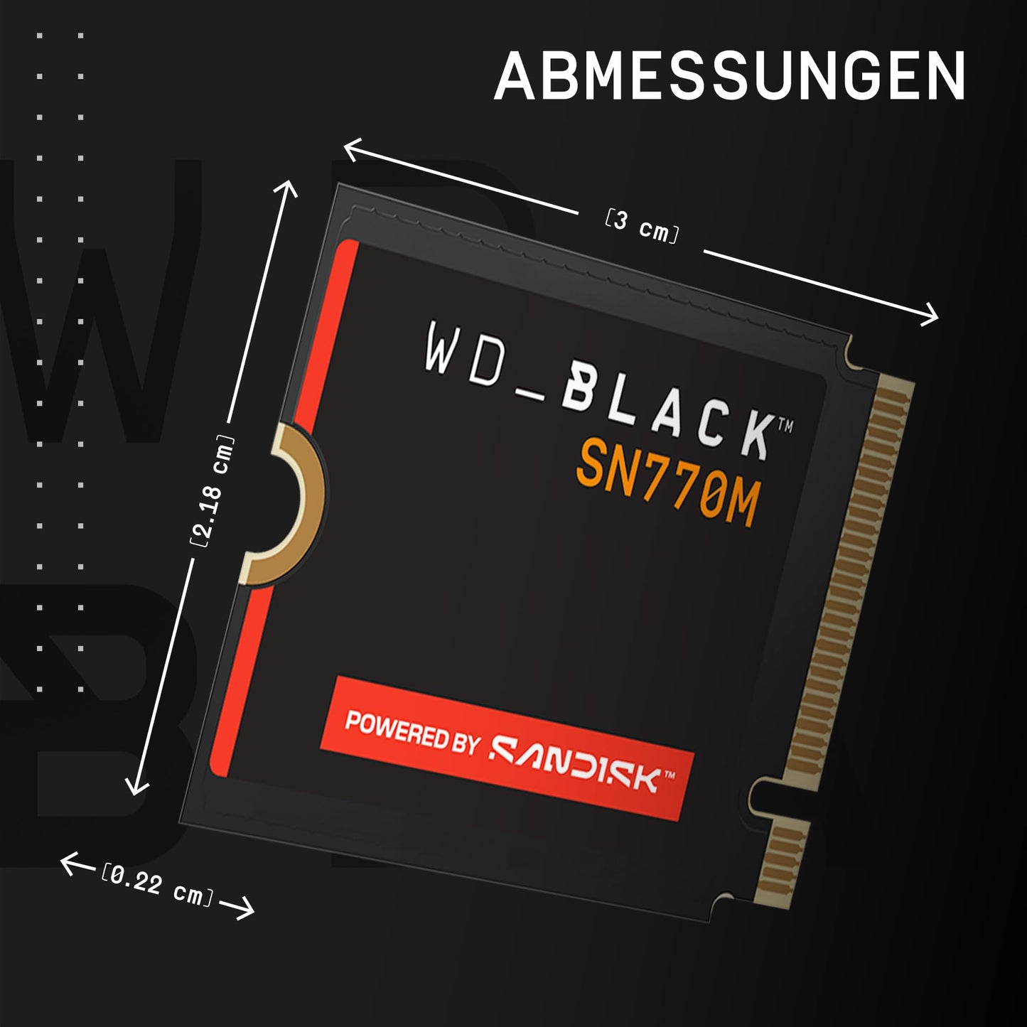 WD_BLACK SN770M 2TB M.2 2230 NVMe SSD (For handheld game consoles, laptops, PCIe Gen 4.0, up to 5,150 MB/s, TLC 3D NAND, for Asus ROG Ally, Steam Deck, Microsoft Surface) - POWERED BY SANDISK - WDS200T3X0G