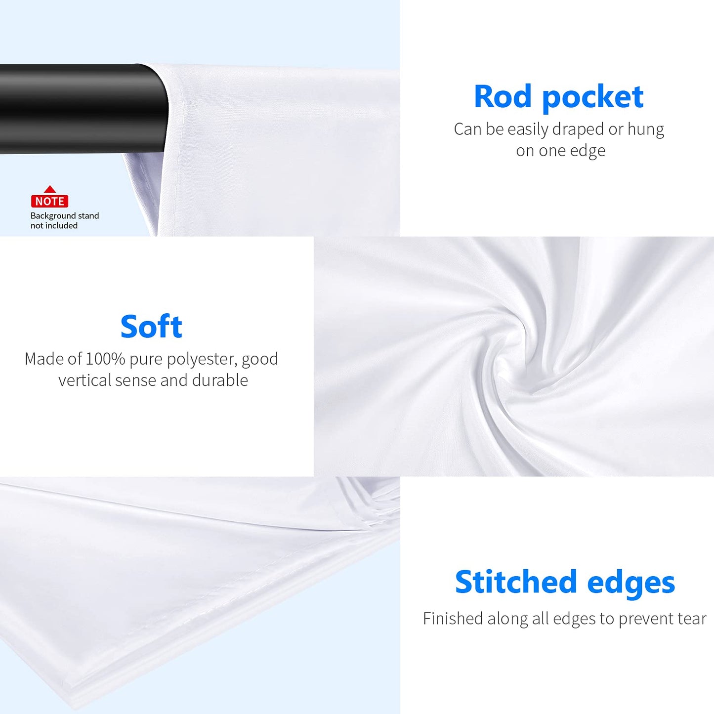 Neewer 3 x 3.6M PRO Photo Studio Fabric Foldable Backdrop for Photography, Video and TV (Background ONLY) - White - 10083669@@##2