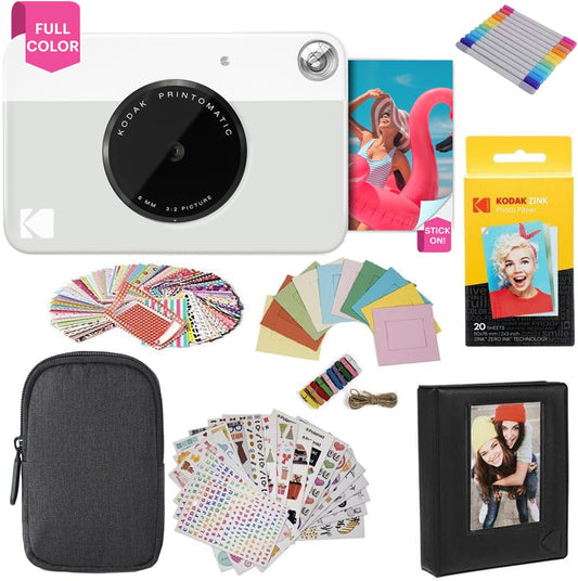 Kodak PRINTOMATIC Digital Instant Camera, Full Color Prints on Zink 2x3 Photo Paper with Sticky Back Function - Print Memories Instantly (Black) - AMZRODOMATICK3GR