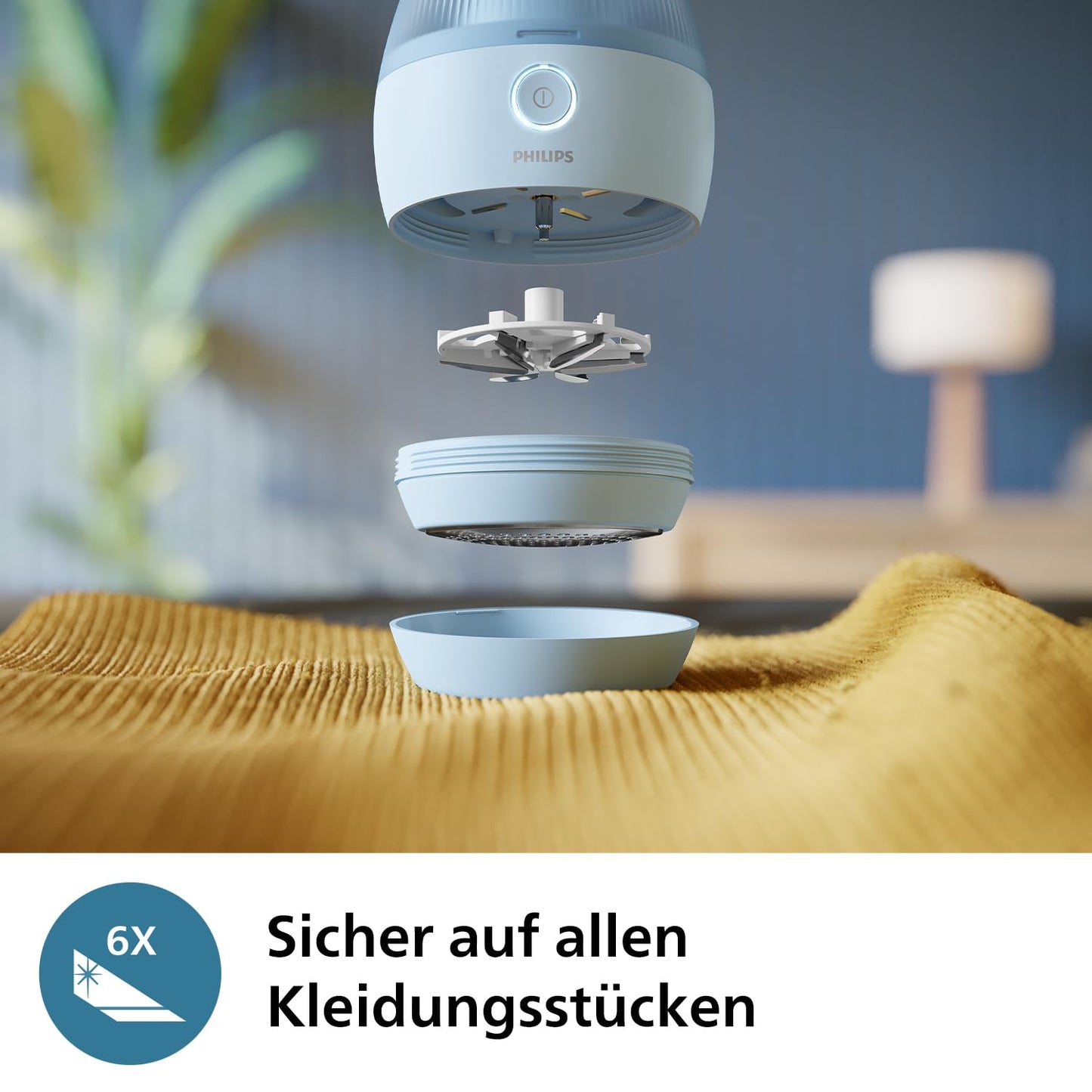 Philips Lint Shaver, Rechargeable USB Lint Remover, Safe on All Clothes, Includes USB Charger, Effective Removal of All Lint, Effortless Disposal, Blue (GCA2100/20)