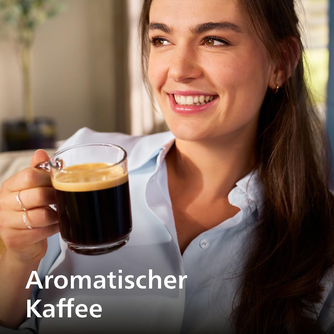 PHILIPS Series 5500 fully automatic coffee machine - LatteGo milk system, 20 hot and cold coffee specialties, 40% quieter with SilentBrew, QuickStart, black/gray (EP5544/50)