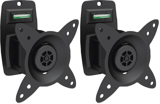 DIGITUS TV monitor wall mount, swivel function +/- 15°, rotatable 360°, up to 15 kg, up to approx. 27" monitors, black (pack of 2) - DA-90350