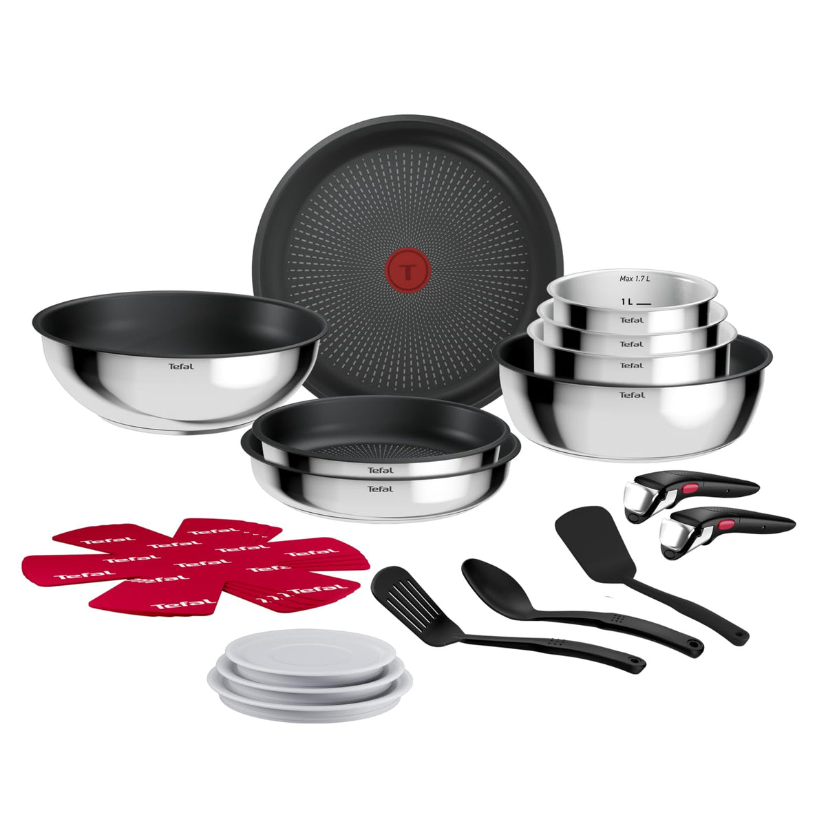 Set de vase de gătit Tefal Ingenio Comfort Max 20 piese, stivuibil, economisind spațiu - L966SK44