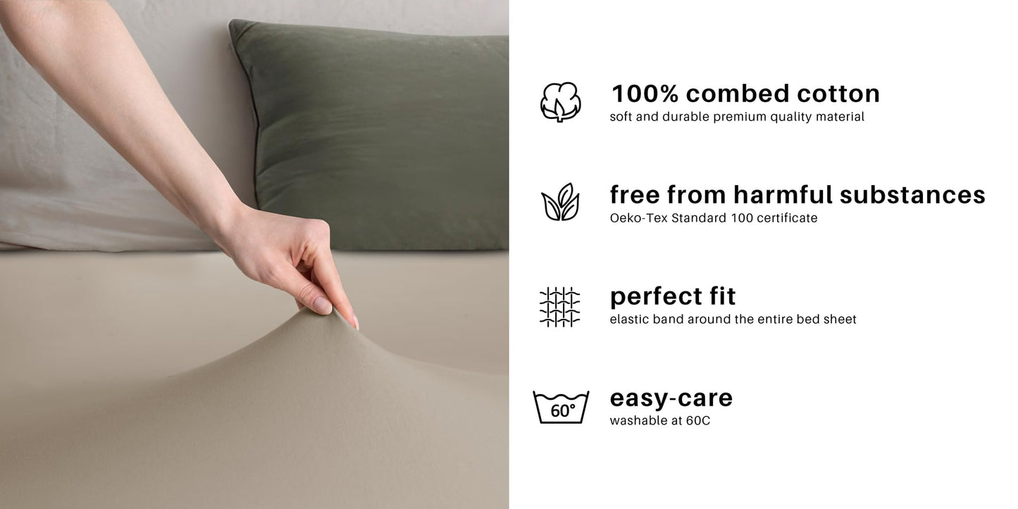 DecoKing fitted sheet 200x220 220x240 cm 100% combed cotton cappuccino fitted sheets jersey box spring bed Amber 200 x 220 220 x 240