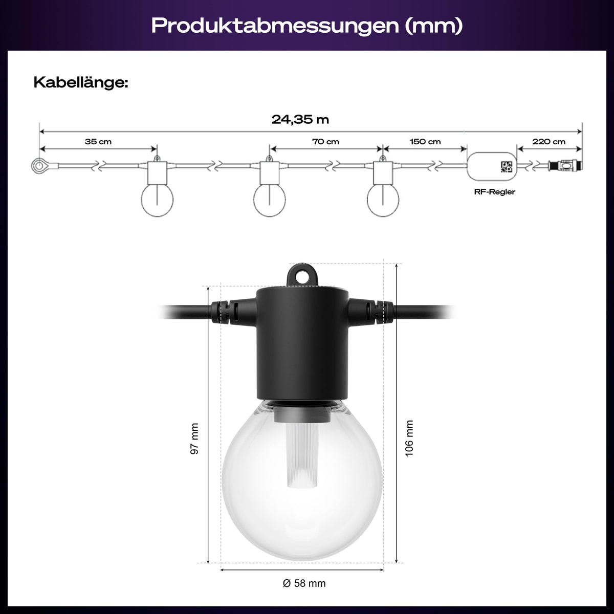 Philips Hue Festavia Globe Outdoor Light String, 21m, 30 Lamp Balls - 929004582001