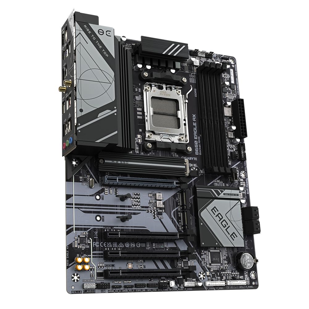 Placa de bază GIGABYTE B650 Eagle AX - Seria AMD Ryzen 9000, VRM cu 12+2+2 faze, până la 7600 MHz DDR5 (OC), 1xPCIe 5.0 + 2xPCIe 4.0 M.2, GbE LAN, WiFi 6E, USB 3.2 Gen 2