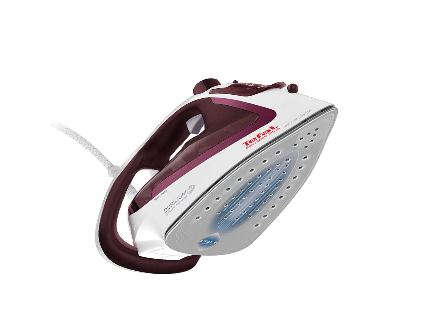 Tefal FV5716 Easygliss Plus steam iron | 190 g/min. burst of steam | Vertical steam | XL water filling opening | stable storage | Durilium AirGlide soleplate | White/Bordeaux