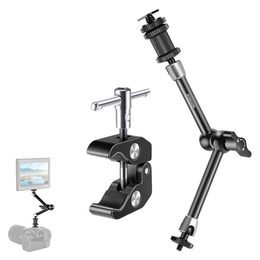 NEEWER ST20 Super Klemme und 27,9cm Verstellbarer Reibungskraft Gelenkarm, kompatibel mit SmallRig Kamera Käfig Rig, weitere Erweiterung für Monitor/LED Licht/Webcam, maximale Belastung 2kg
